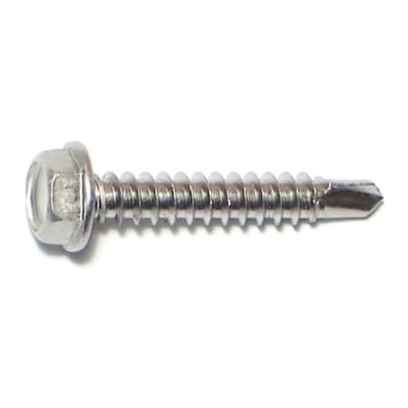 Midwest Fastener Self-Drilling Screw, #8 x 1 in, Zinc Plated Stainless Steel Flange Hex Head External Hex Drive 09844
